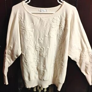 Chico's Off White Embroidered Floral ||Womens|| Sweater || Size: 2